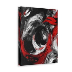 Wall Art Decor – Canvas Print Artwork – Decorative Black Red White Abstract Seam