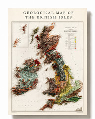 United Kingdom Geological Map Wall Art – Vintage 2D Topographic Poster Print Dec