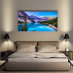 Lake Mountain Canvas Print Wall Art – Framed, Ready to Hang, Waterproof Decor