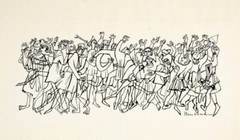 Ben Shahn People Dancing Midcentury Line Drawing Social Realism Communal Print