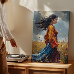 Canvas Wall Art a Vivid and Emotional Digital Painting of a Woman Standing in