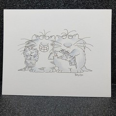 Vtg 1990 Sandra Boyton Print 8×10 Ready to Frame Cardstock Cat Family Portrait