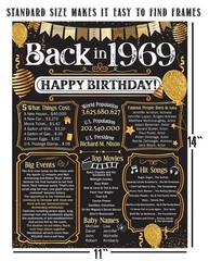 57th Birthday Decorations 1969 Back in 1969 Poster 11×14 Unframed Party Gift