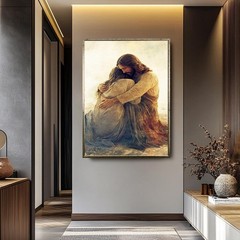 Jesus Christ Embracing Woman Canvas Wall Art Christian Spiritual Decor