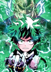 My Hero Academia Izuku Midoriya All Might Anime Poster print 11″x17″ home decor