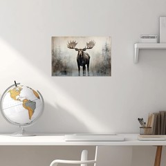 Large Moose Wall Art – Rustic Wildlife Canvas Picture, 12×18 for Home Decor