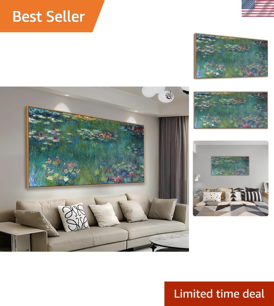 Framed Wall Art Canvas Prints Water Lilies by Claude Monet Garden Scenery Lar…