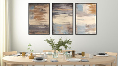 Large Brown Abstract Canvas Art Set – Rustic Wall Decor for Living Room 24″x36