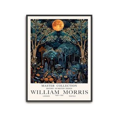 Full Moon Wall Art William Morris Forest Print Night Sky Poster Floral Night Sky