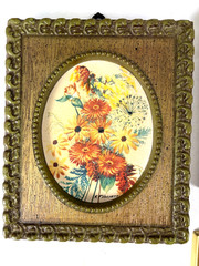 Vintage Lot of 3 Pictures Floral Prints Gold Framed Cottage Farmhouse