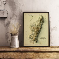 Madagascar Map, Madagascar 2D Relief Map, Madagascar Vintage Map – 2D Flat