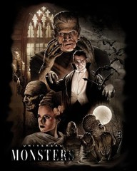 Monsters Frankenstein Wolfman Dracula 24 X 18 Inches Sweet! Wall Art