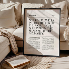 Psalm 91 NIV Canvas Wall Art, Christian Bible Verse Poster, Whoever Dwells in th