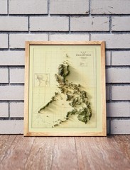 Philippines Map, Philippines 2D Relief Map, Philippines Vintage Map – 2D Flat