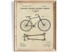 Bicycle Patent Art Poster Vintage Cycling Wall Art Decor Print