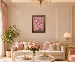 Framed Chinoiserie Floral Bird Wall Art Vintage Botanical Peony Painting Prin…