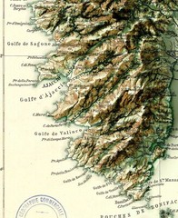 Corsica France Map, Corsica 2D Relief Map – 2D Flat Print