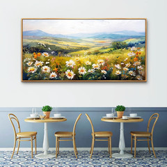 Large Wood Framed Canvas Wall Art – Pastoral Flower Decor 30×60 In