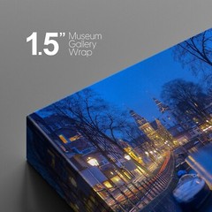 Wall26 – Photography Canvas Wall Art Print – Netherlands Canal at Night