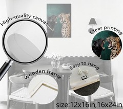 Funny Cheetah Canvas Wall Art Emerald Green Wall Decor Leopard aesthetics Pic…