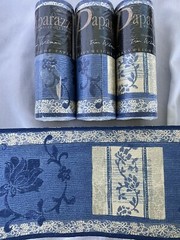 Vtg. Paparazzi Wall Border Blue Beige Heavyweight Textured Paper. Lot Of 4 Rolls
