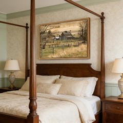 Framed Rustic Farmhouse Canvas Wall Art Vintage Barn picture Wall Decor Count…