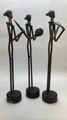 Bronze Art Sculptures Modern Musical Set Flute Cymbals Violin Stick Figures