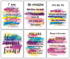 Positive Affirmations Quotes Wall Decor, Inspirational Pink Wall Art Print Po…