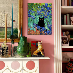 Monet Wall Art Set of 3 – Funny Cat in Water Lilies Canvas Paintings Prints, Gar