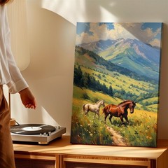 Wall Art Mountain Landscape Floral Garden Path Oil Painting Canvas Print Decor