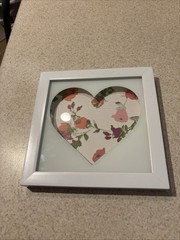 Opal House Floral Heart Framed Wall Art White 8×8