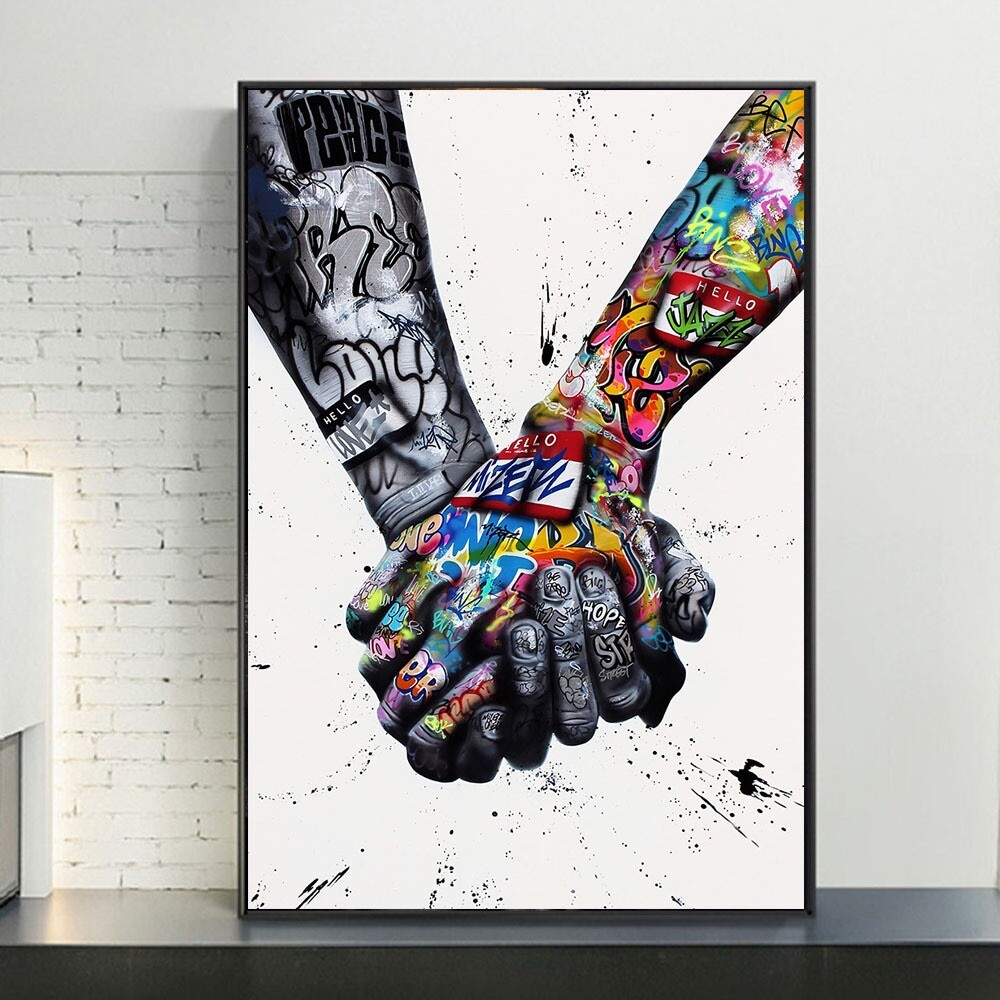 Pop Art Canvas Wall art Graffiti Colorful Hands Banksy Street Art Wall decor