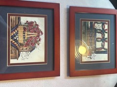 Set of 2 country/folk decorative art with a touch of Americana a