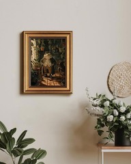 Vintage Gold Framed Wall Art Whimsical Frog Botanical Canvas Art Prints Anima…