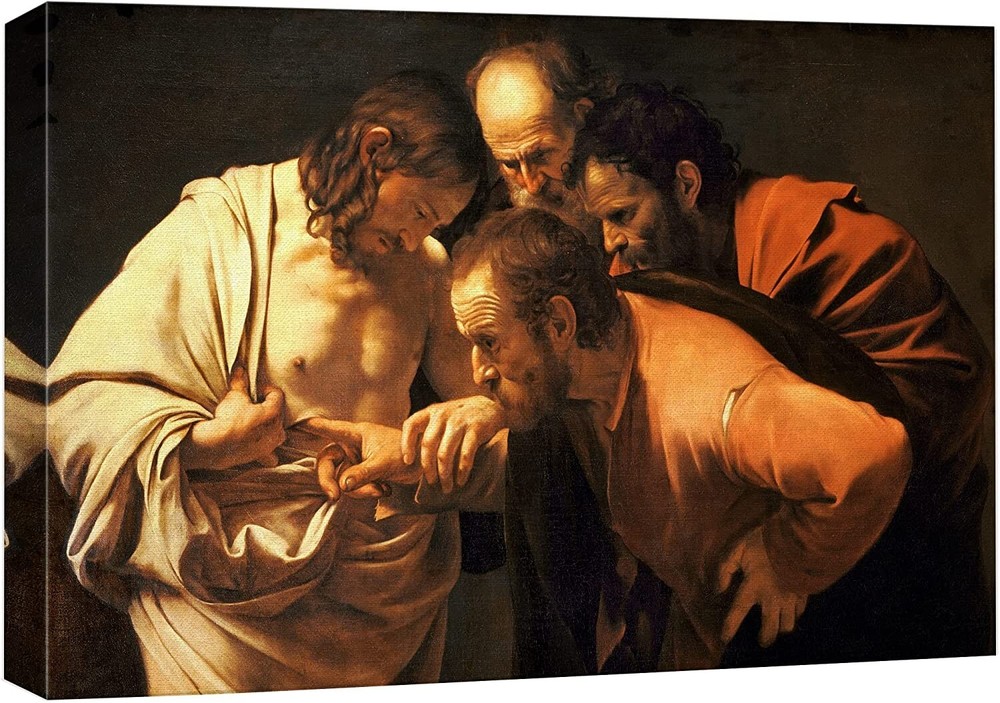 16″x24″-Caravaggio Wall Art Canvas Print – The Incredulity of Saint Thomas