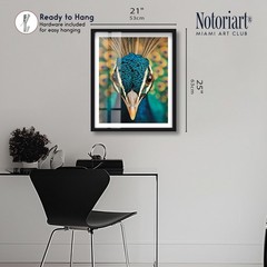 Fiery Peacock I Shadowbox Print Living Room Wall Art by Notoriart, Black Fram…