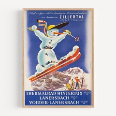 Austria – Zillertal thermalbad hintertux lanersbach – 1955 Retro Travel Poster