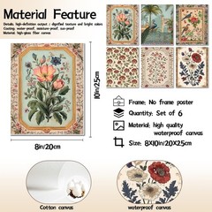 Vintage Floral Wall Art Poster Set of 6, Rustic Flower Bird Pictures Wall Dec…
