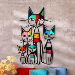 Colorful Iron Cat Wall Art – 10.6×15.7 in, Perfect for Cat Lovers’ Homes