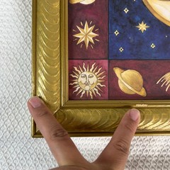 VTG 90s Celestial Moon And Stars Mary Beth Zeitz Framed 14.5 X 14.5 Large Rare!