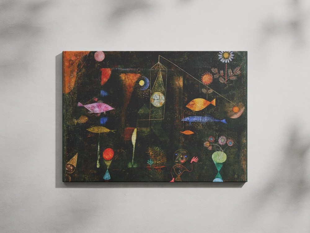 Surreal Fish Magic Style Canvas Print, Dreamlike Abstract Wall Art Decor
