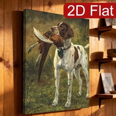 Vintage Hunting Dog with Pheasant Canvas Wall Art, Rustic Wildlife Home Decor