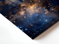 Wall Art Galaxy Nebula Space Stars Cosmic Blue Gold Celestial Poster Print Decor