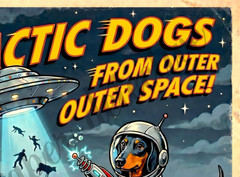 Retro Movie Poster, Classic 1950s Cinema Print, Galactic Dogs, 8″ x 10.5″