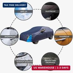 Car Cover Waterproof All Weather, 6 Layers Outdoor Full Exterior Cover Rain Sun