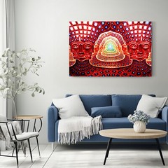 Trippy Psychedelic Wall Art Print on Framed Canvas Bedroom Decor | DMT Acid Trip