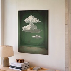 Wall Art Canvas a Minimalist Image with Two Fluffy White Clouds Suspended