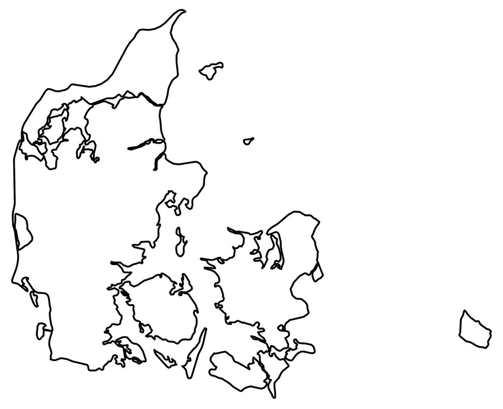 Denmark Blank Outline Map GLOSSY POSTER PICTURE PHOTO PRINT BANNER 12435