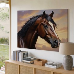 Brown Horse Head Canvas Wall Art Realistic Animal Painting Nature Wall Decor