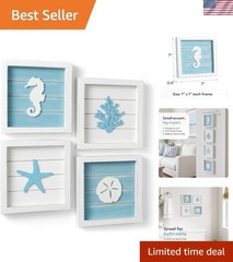 Rustic 4-Piece Beach Wall Art Set – Perfect Decor for Any Coastal Room